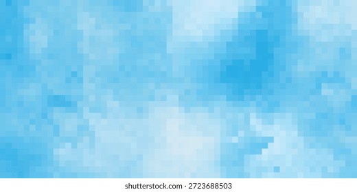 Fundo digital abstrato com um gradiente de pixels quadrados azul claro e azul céu, criando uma superfície macia e texturizada ideal para design gráfico moderno e elementos da Web