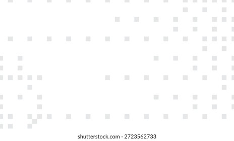 Fundo digital abstrato com um padrão minimalista de pixels quadrados repetitivos sutis brancos e cinza claro, criando uma estética moderna para vários projetos de design