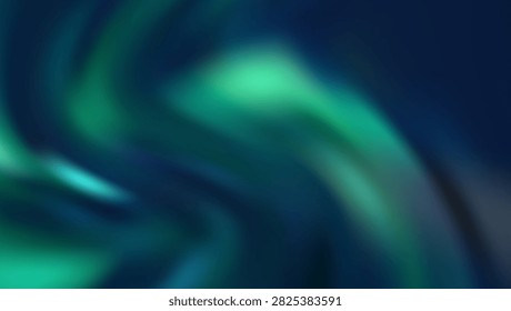 An abstract digital background featuring smooth, flowing waves of vibrant green light against a deep, dark blue backdrop, creating a sense of motion.