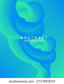 An abstract digital background featuring swirling 3D ribbons in shades of green and blue with a minimalist style vector