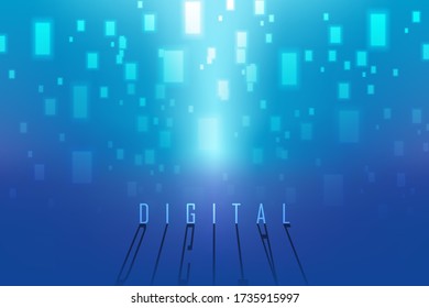 Abstract digital background with floating matrix squares. future design backgrond.