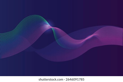 Fundo digital abstrato com linhas curvas fluindo, padrões de ondas brilhantes e cores neon gradiente, perfeito para o conceito de tecnologia moderna, arte de linha elegante, papel de parede mínimo, vetor futurista.