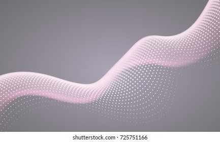 Abstract digital background with flowing particles. Pink,gray colors.