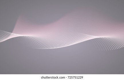 Abstract digital background with flowing particles. Pink,gray colors.