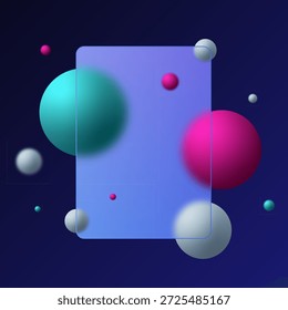 Abstract digital background in glass morphism style with a semi-transparent central panel. Eps 10