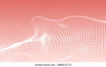 Abstract digital background of glow particles. Color music sound wave. Vector technology dynamic dots background.