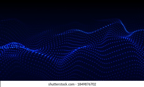 Resumen del fondo digital de las partículas de brillo. Onda de sonido de música de color. Fondo de puntos dinámicos de la tecnología de vectores.