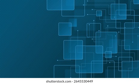 Abstract digital background with glowing blue squares and circuit lines ideal for tech themes web banners and presentations
