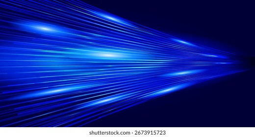 Fondo digital Abstractas con líneas de velocidad de luz azul brillante que representan la transferencia de datos, Internet de alta velocidad y tecnología futurista sobre un fondo oscuro.