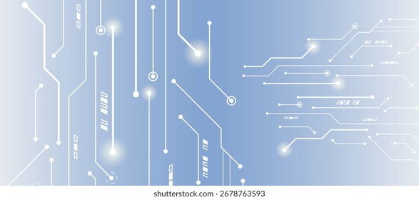 Abstract digital background with glowing circuit lines on a blue gradient, symbolizing technology, electronics, innovation, and modern connectivity. For high-tech presentation.