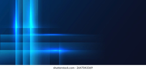 Abstract digital background with glowing geometric lines and light effects