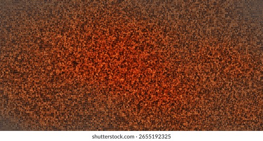 Abstrakter digitaler Hintergrund mit leuchtend orangefarbenen Punkten, die ein Wellenmuster auf dunklem Hintergrund bilden. Modern, dynamisch