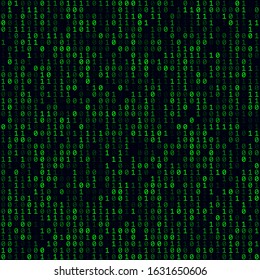 Abstract digital background. Green filled binary background. Medium sized seamless pattern. Neat vector illustration.