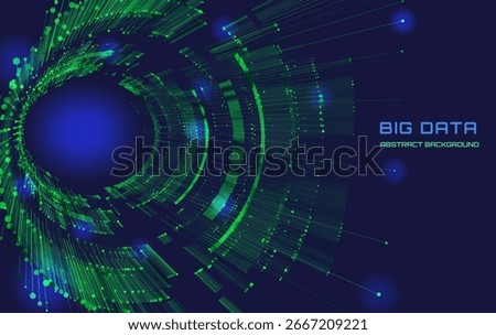 Abstract digital background. Grid radial green tunnel. Round  mesh tunnel backdrop. Retro virtual reality tunnel technology.