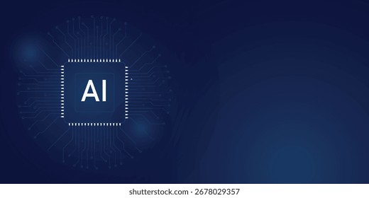 Fondo digital Abstractas. El dedo humano índice presiona un chip o procesador de IA de color azul claro.  Concepto de inteligencia artificial. Ilustración vectorial de estructura de alambre de polietileno baja 3D.