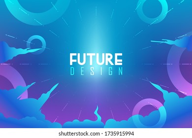 Resumen de fondo digital con líneas, círculos y nubes. fondo de diseño futuro.