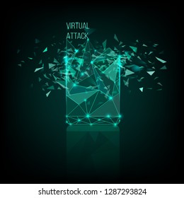 Abstract digital background. Matrix particles grid virtual reality. Vector illustration. 