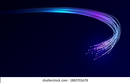 Abstract digital background. Optical fiber of digital communication. Vector illustration on a dark background is an optical fiber with a stream of information. For use as a background, poster.