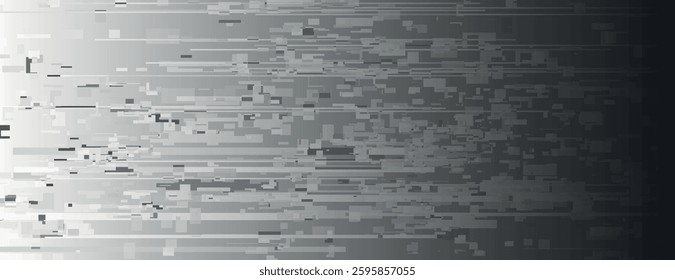 Abstract digital background with a pixelated style. The background is gray, featuring a gray, glitch-like texture. Modern background design. Abstract pixelate glitch digital background vector