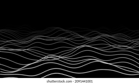 Abstract digital background of points. Glowing white dots. Big data. Network or connection. Abstract technology science background. 3d vector illustration.