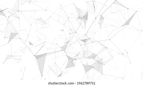 Abstract digital background of points, lines and triangles. Glowing plexus. Big data. Network or connection. Abstract technology science background. 3d vector illustration.