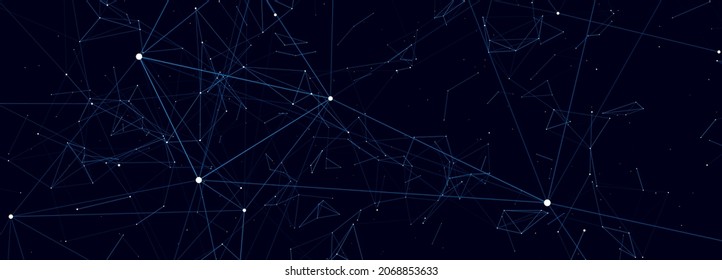 Abstract digital background of points and lines. Glowing plexus. Big data. Network or connection. Abstract technology science background. 3d vector illustration.