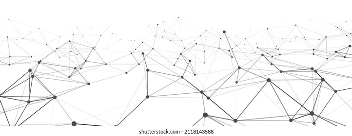 Abstract digital background of points and lines. Glowing black plexus. Big data. Network or connection. Abstract technology science background. 3d vector illustration.