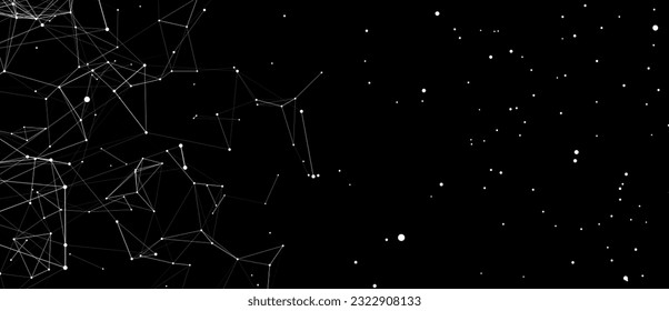 Abstract digital background of points and lines. Glowing plexus. Big data. Network or connection. Abstract technology science background. 3d vector illustration.
