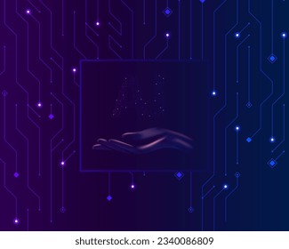 Abstract digital background of points and lines. Quantum computer technologies concept. Big data
