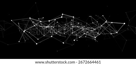 Abstract digital background of points and lines. Glowing plexus. Big data. Network or connection. Abstract technology science background. 3d vector illustration.