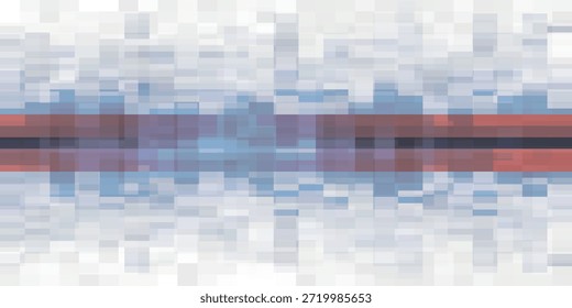 Fondo digital Abstractas con una banda roja Horizontal prominente, rodeado por un mosaico de cuadrados pixelados azul y blanco, creando un efecto visual moderno y dinámico.
