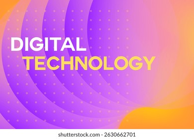 Abstrakter digitaler Hintergrund, violett, gelber Farbverlauf. Technisches Corporate Design, Business-Technologie für Website-Banner, Präsentation