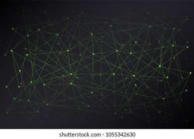 Abstract Digital background of Science or Blockchain. Molecules or blocks are connected in space. Vector Illustration.