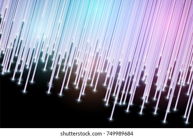 Abstract Digital background of Science or Blockchain. Light tubes on dark backdrop. Vector Illustration.