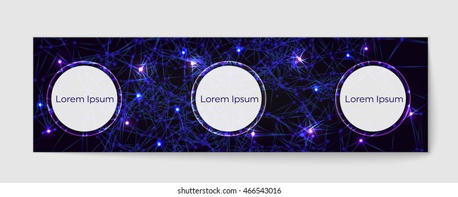 Abstract digital background for the site. Futuristic technology banner of cybernetic particles. Technological background with shining stars for the space theme on the website