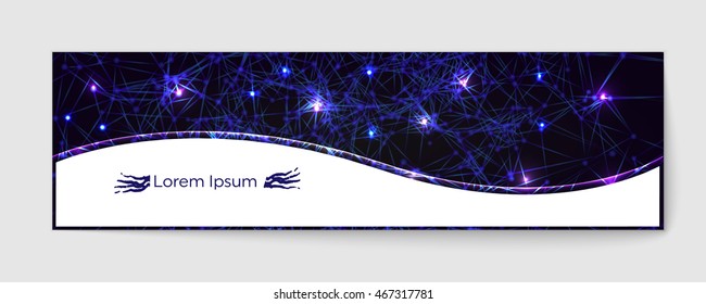 Abstract digital background for the site. Futuristic technology banner of cybernetic particles. Technological background with shining stars for the space theme on the website