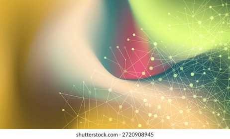 Abstractas fondo digital con Gradientes lisos y coloridos y puntos y líneas conectados. Concepto de red futurista que simboliza el flujo de datos, la tecnología, la innovación y la comunicación.
