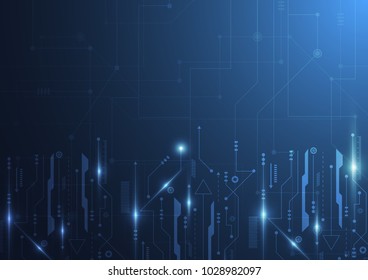 Abstract digital background with technology circuit board texture. Electronic motherboard illustration. Communication and engineering concept. Vector illustration