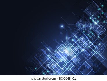 Abstract digital background with technology circuit board texture. Electronic motherboard illustration. Communication and engineering concept. Vector illustration