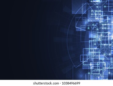 Abstract digital background with technology circuit board texture. Electronic motherboard illustration. Communication and engineering concept. Vector illustration