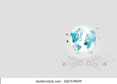 Abstract digital background with technology circuit board texture. Electronic motherboard. Communication and engineering concept.illustration.
