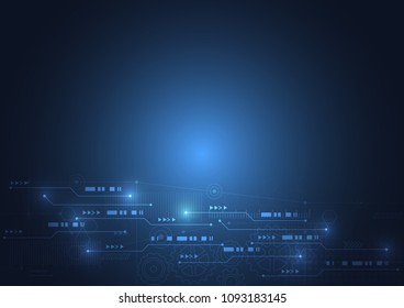 Abstract digital background with technology circuit board texture. Electronic motherboard illustration. Communication and engineering concept. Vector illustration