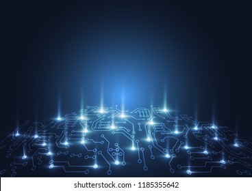 Abstract digital background with technology circuit board texture. Electronic motherboard illustration. Communication and engineering concept. Vector illustration