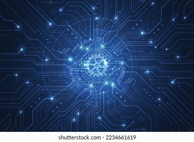 Abstract digital background with technology circuit board texture. Electronic motherboard illustration. Communication and engineering concept. Vector illustration