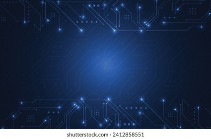 Abstract digital background with technology circuit board texture. Electronic motherboard illustration. Communication and engineering concept. Vector illustration