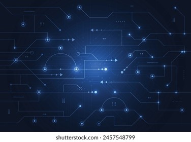 Abstract digital background with technology circuit board texture. Electronic motherboard illustration. Communication and engineering concept. Vector illustration