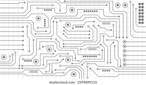 Abstract digital background with technology circuit board texture. Electronic motherboard illustration. Communication and engineering concept. Vector illustration