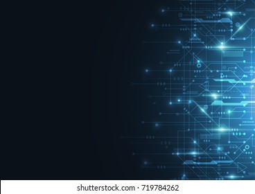 Abstract Digital Background With Technology Circuit Board Texture. Electronic Motherboard Illustration. Communication And Engineering Concept. Vector Illustration