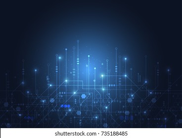 Abstract digital background with technology circuit board texture. Electronic motherboard illustration. Communication and engineering concept. Vector illustration