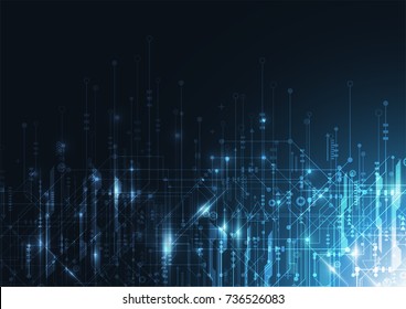 Abstract digital background with technology circuit board texture. Electronic motherboard illustration. Communication and engineering concept. Vector illustration